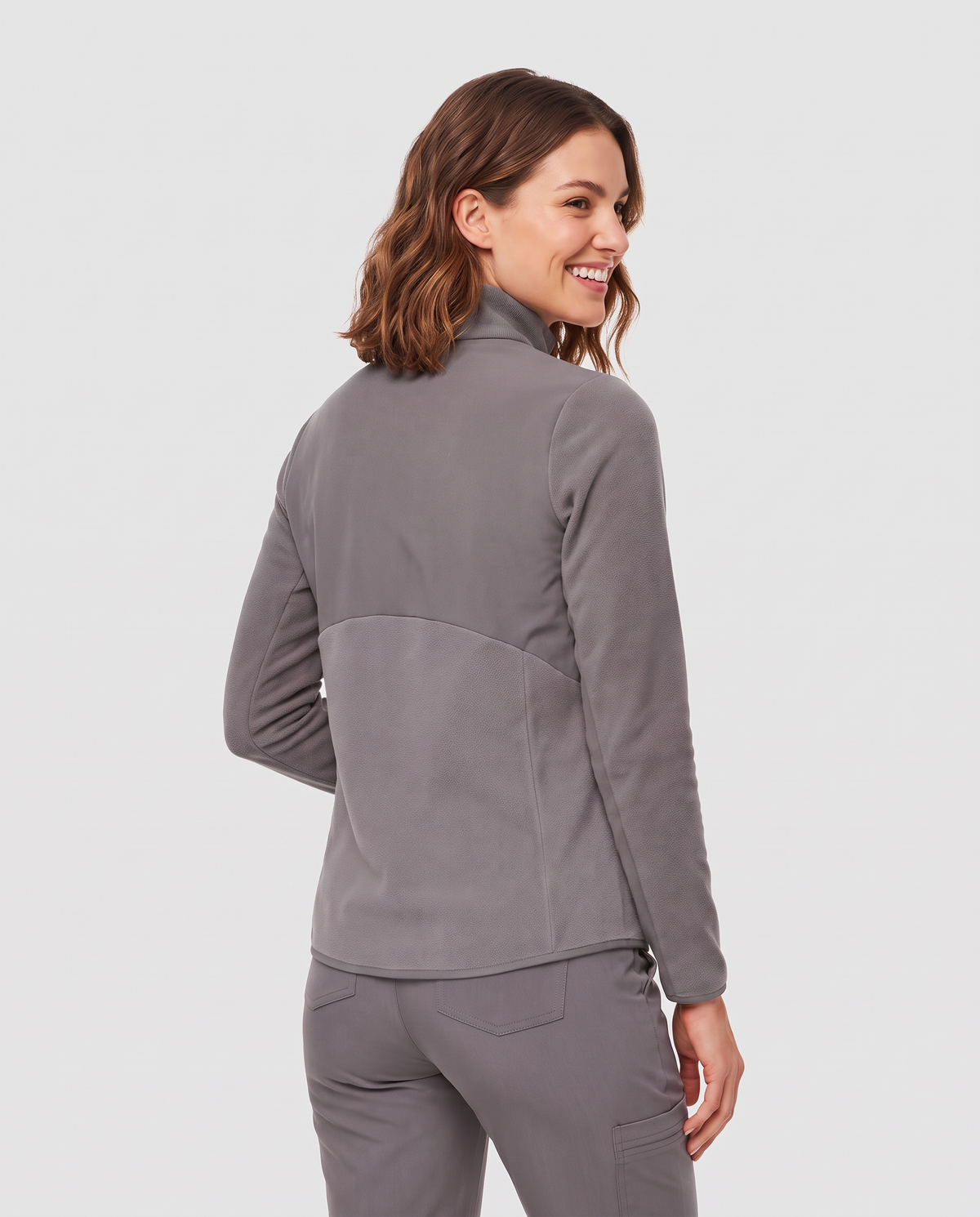 Fleece Scrub Jacket Heather Gray