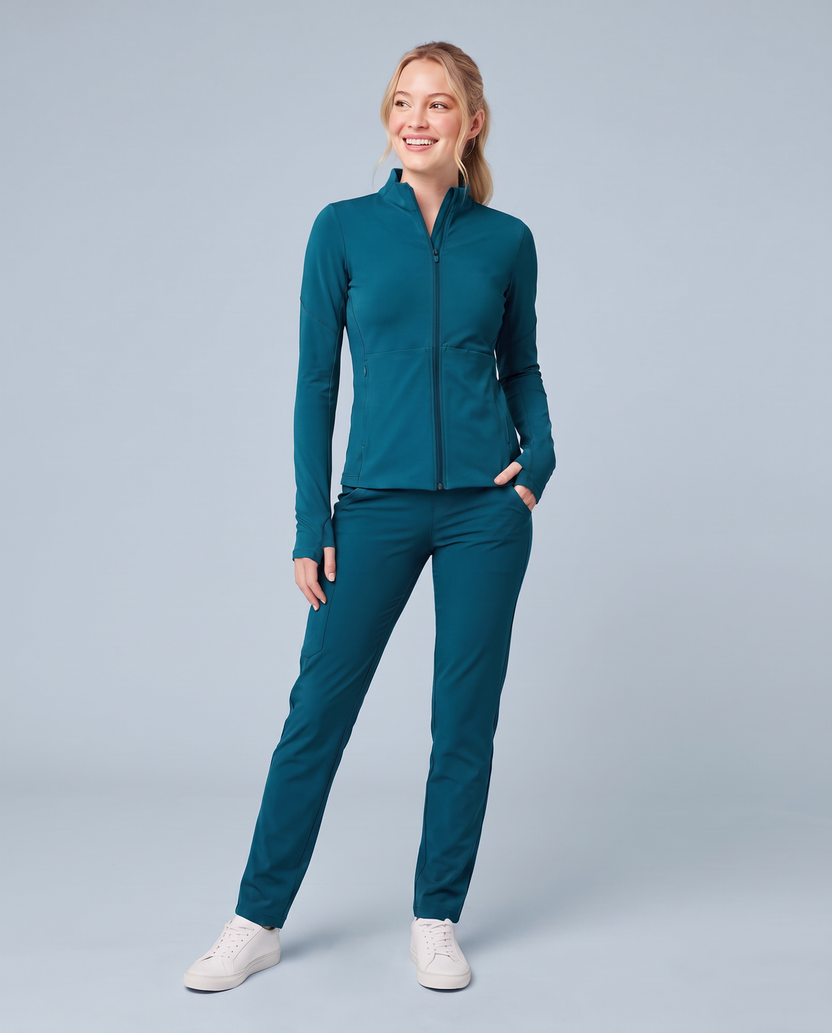 Athletic Knit Scrub Jacket Caribbean Blue