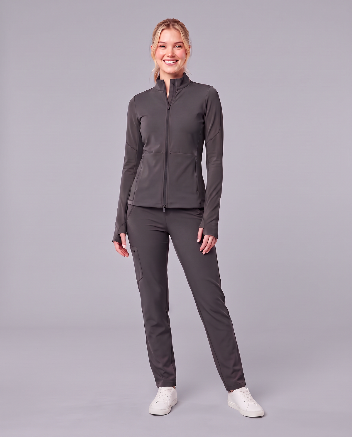 Athletic Knit Scrub Jacket Pewter