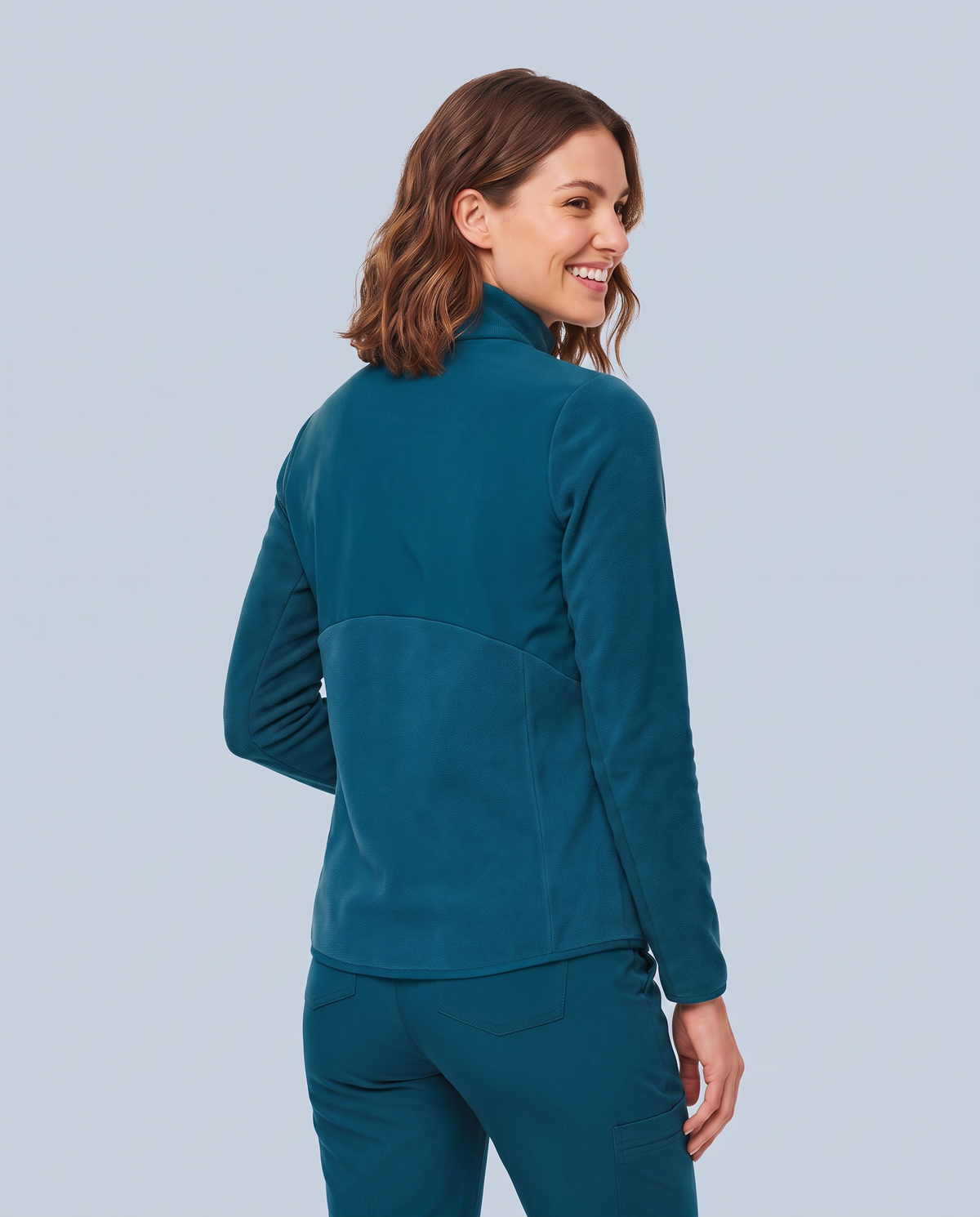 Fleece Scrub Jacket Caribbean Blue
