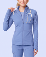 Athletic Knit Scrub Jacket Ceil Blue