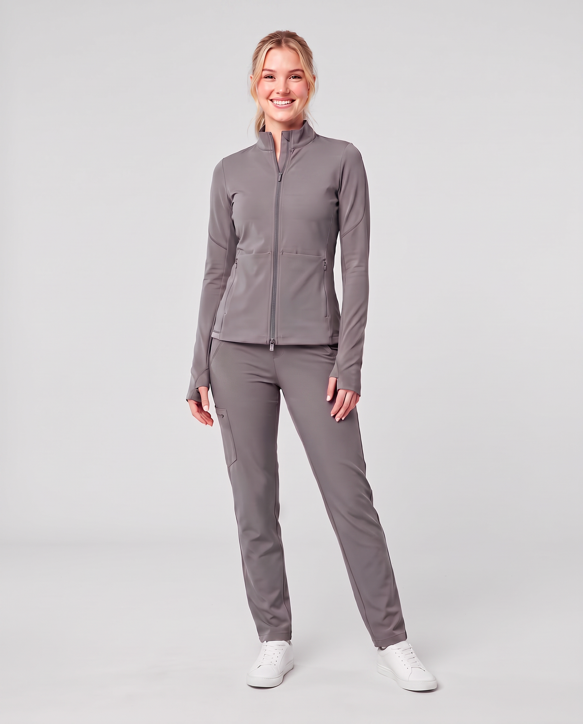 Athletic Knit Scrub Jacket Heather Gray