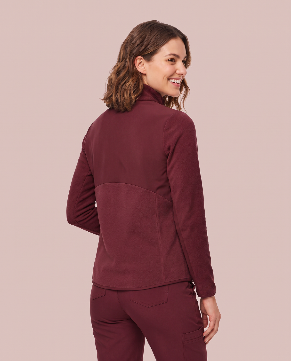 Fleece Scrub Jacket Burgundy