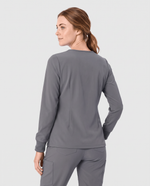 Long-Sleeve One-Pocket V-neck Top Heather Gray