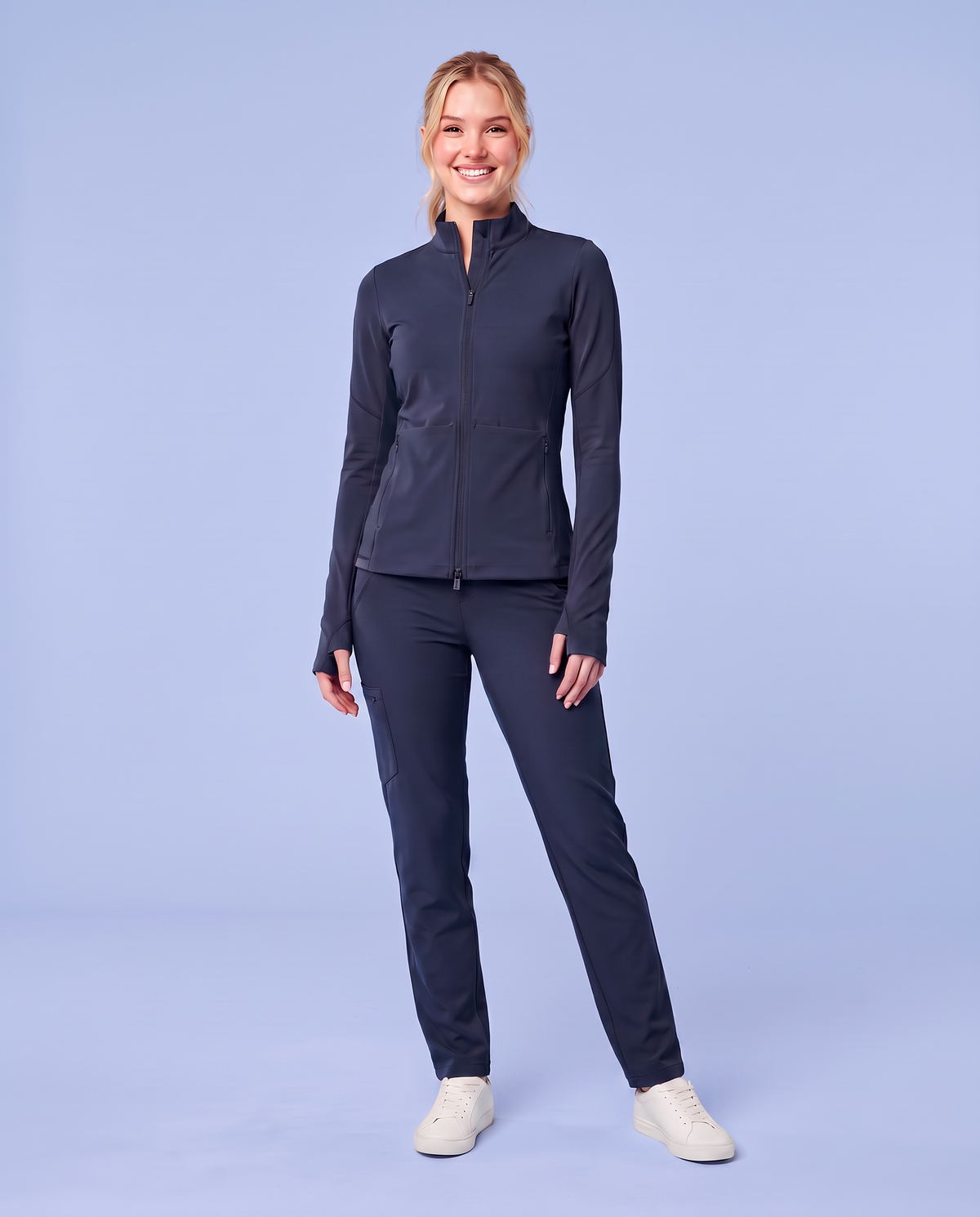 Athletic Knit Scrub Jacket Navy