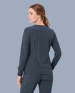Long-Sleeve One-Pocket V-neck Top Dark Harbor