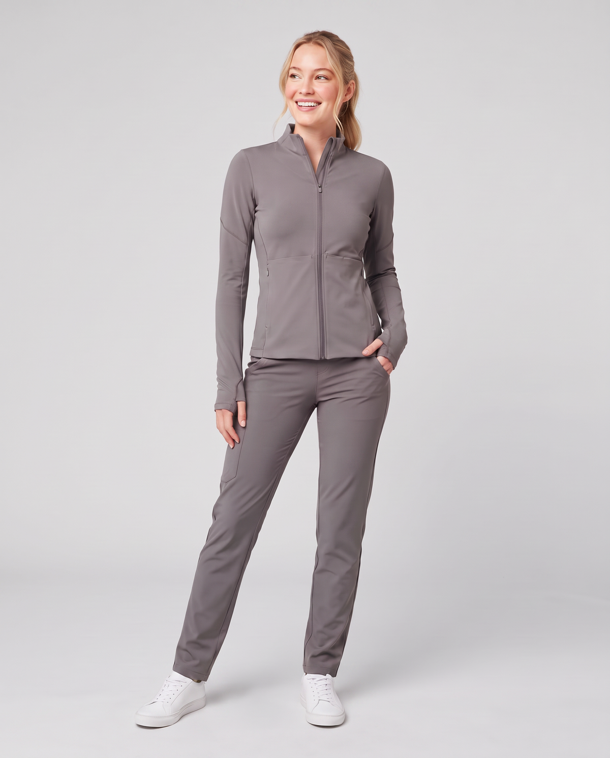 Athletic Knit Scrub Jacket Heather Gray