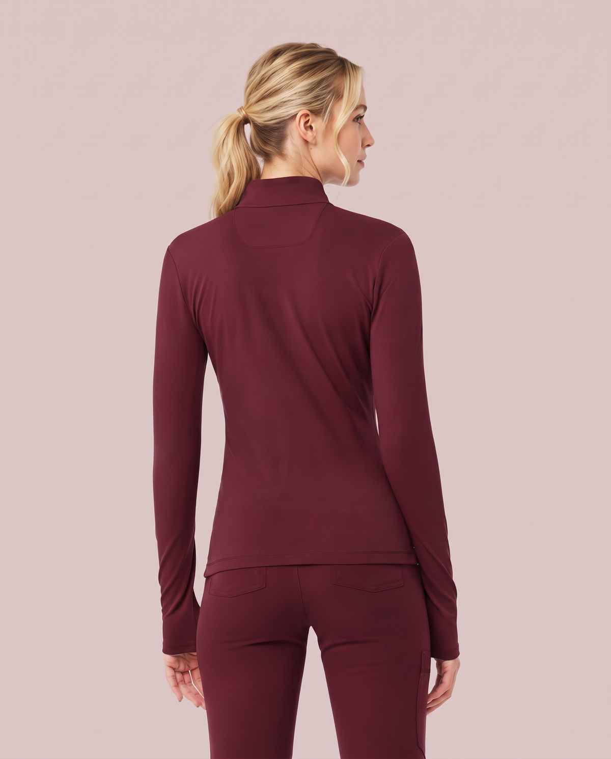 Athletic Knit Scrub Jacket Burgundy