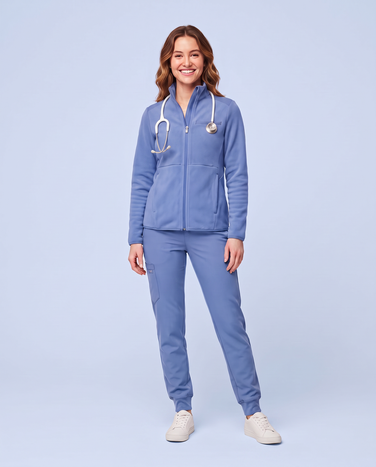 Fleece Scrub Jacket Ceil Blue