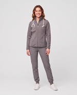 Fleece Scrub Jacket Heather Gray