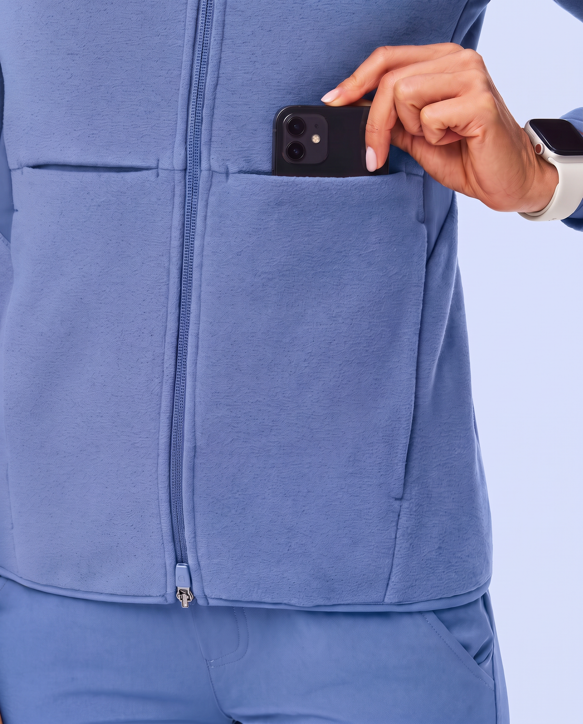 Fleece Scrub Jacket Ceil Blue