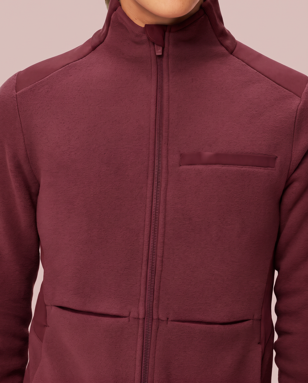 Fleece Scrub Jacket Burgundy
