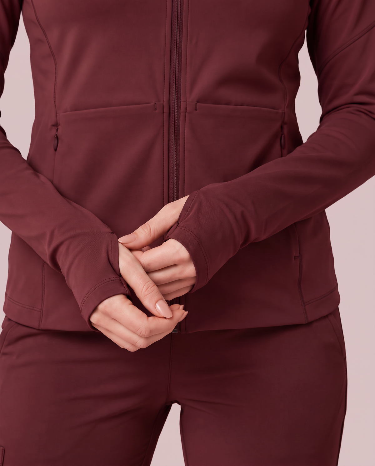 Athletic Knit Scrub Jacket Burgundy