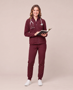 Fleece Scrub Jacket Burgundy