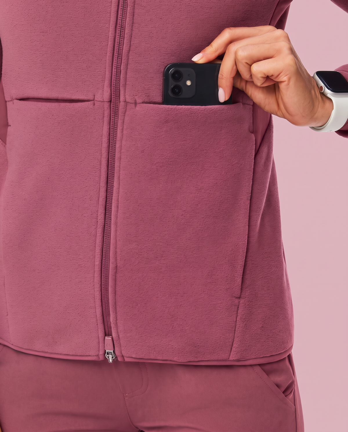 Fleece Scrub Jacket Mauve