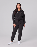 Long-Sleeve Notch Neck Top Black