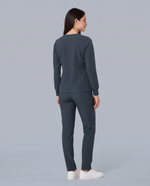 Long-Sleeve 6-Pocket V-neck Top Dark Harbor