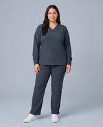Long-Sleeve 6-Pocket V-neck Top Dark Harbor