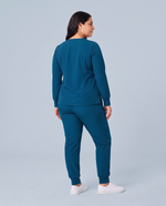 Long-Sleeve Notch Neck Top Caribbean Blue