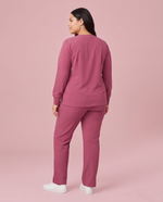 Long-Sleeve 6-Pocket V-neck Top Mauve