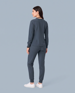 Long-Sleeve Notch Neck Top Dark Harbor