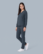 Long-Sleeve 6-Pocket V-neck Top Dark Harbor