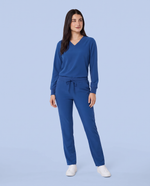 Long-Sleeve 6-Pocket V-neck Top Royal Blue