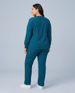 Long-Sleeve 6-Pocket V-neck Top Caribbean Blue