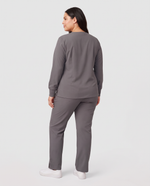 Long-Sleeve 6-Pocket V-neck Top Heather Gray