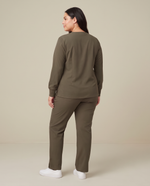 Long-Sleeve 6-Pocket V-neck Top Olive