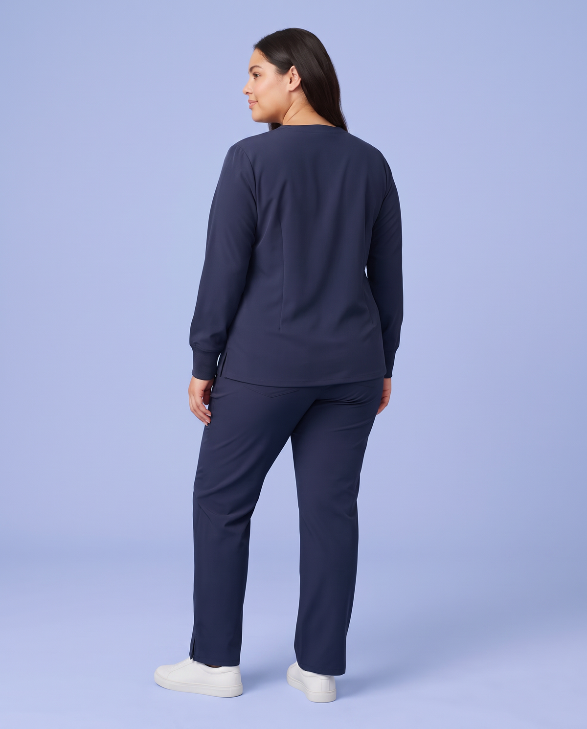 Long-Sleeve 6-Pocket V-neck Top Navy