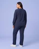 Long-Sleeve 6-Pocket V-neck Top Navy