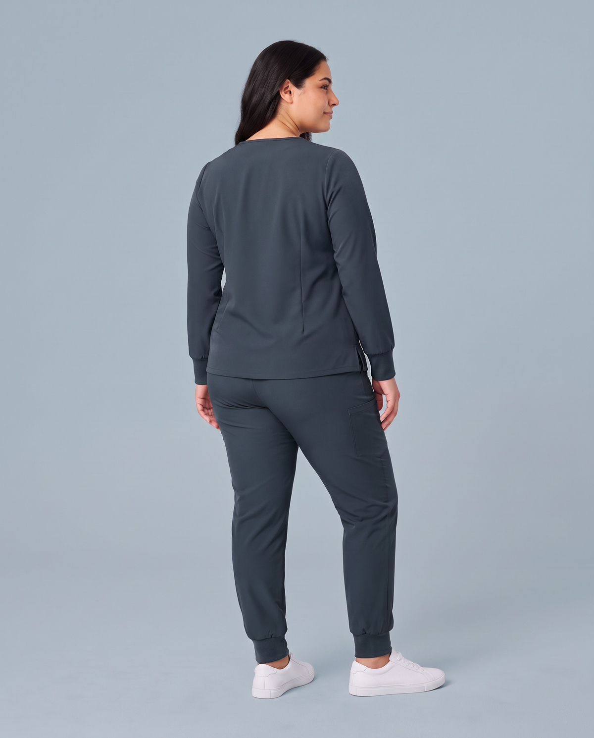 Long-Sleeve Notch Neck Top Dark Harbor