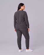 Long-Sleeve Notch Neck Top Pewter