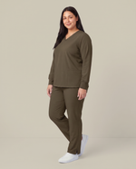 Long-Sleeve 6-Pocket V-neck Top Olive