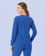Long-Sleeve One-Pocket V-neck Top Royal Blue