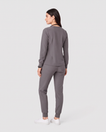 Long-Sleeve Notch Neck Top Heather Gray