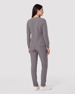 Long-Sleeve 6-Pocket V-neck Top Heather Gray