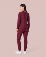 Long-Sleeve Notch Neck Top Burgundy