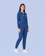 Long-Sleeve Notch Neck Top Royal Blue