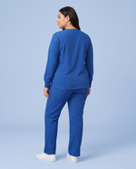 Long-Sleeve 6-Pocket V-neck Top Royal Blue