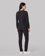 Long-Sleeve 6-Pocket V-neck Top Black