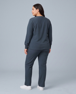 Long-Sleeve 6-Pocket V-neck Top Dark Harbor