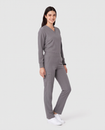 Long-Sleeve 6-Pocket V-neck Top Heather Gray