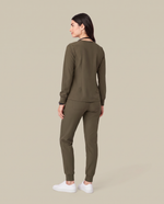 Long-Sleeve Notch Neck Top Olive