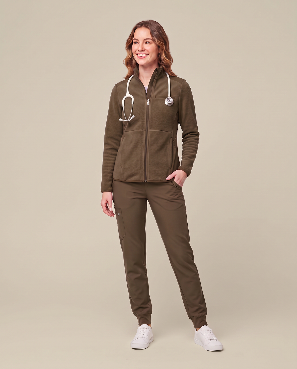 Fleece Scrub Jacket Olive