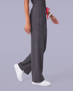 Ruched High-Rise Wide-Leg Pant Pewter