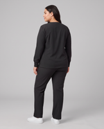 Long-Sleeve 6-Pocket V-neck Top Black