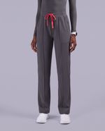 Pintuck High-Rise Straight-Leg Pant Pewter