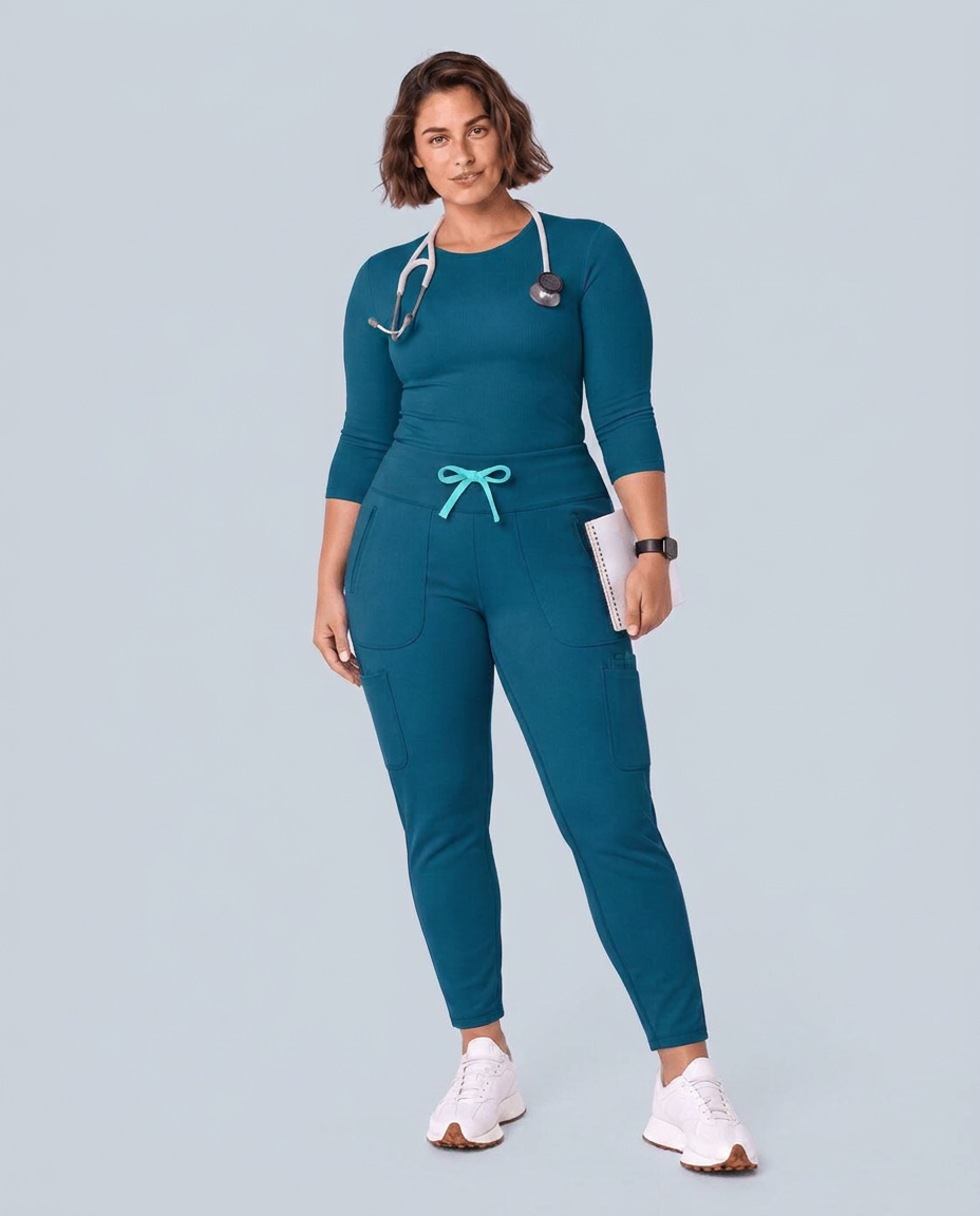 Curved High-Rise Scrub Legging Caribbean Blue